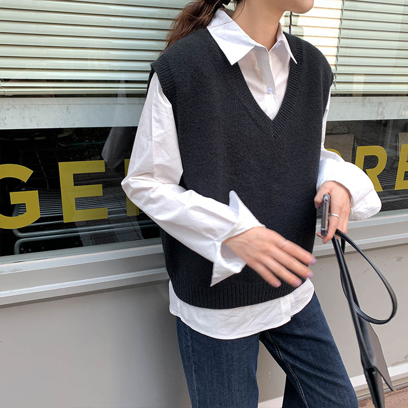 Preppy Sleeveless Vest Women's Sweater