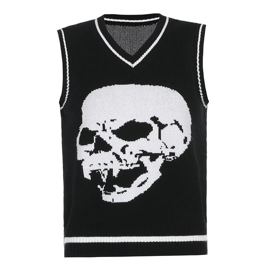 Darlingaga Harajuku Skull Print Y2K Loose Autumn Winter Sweater Women Pullovers Casual Knitwear Jumpers 2020 Korean Sweaters New