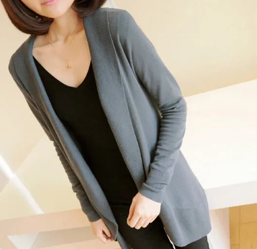 Scarf Collar Cardigan Women's Long Sleeve Sweater