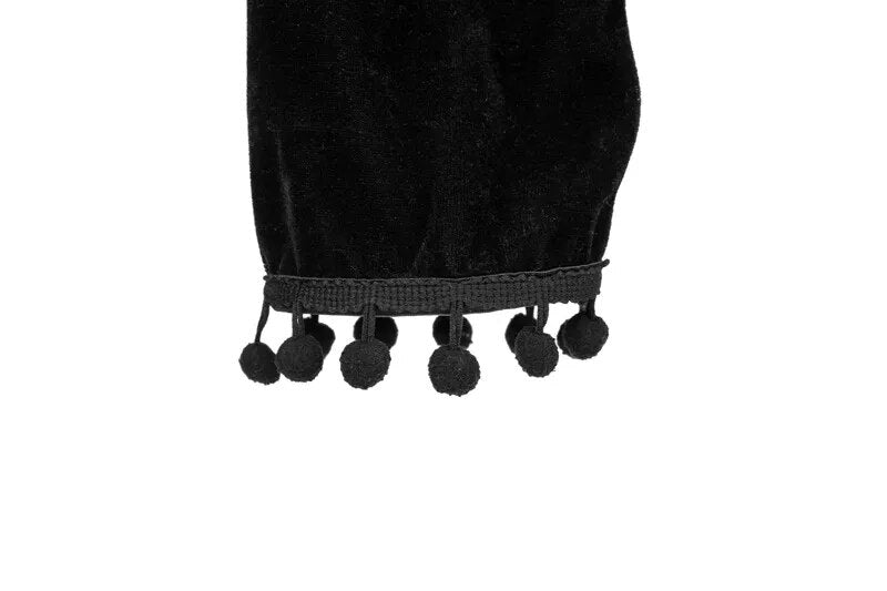 Mid Drift Long Sleeved Black Velvet Steampunk Women's Crop Jacket