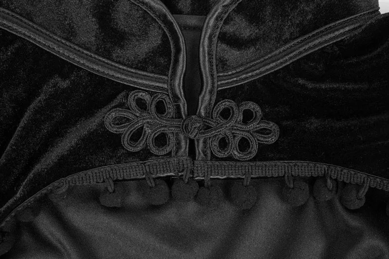 Vintage Black Velvet Women Gothic Bolero Victorian Crop Jacket