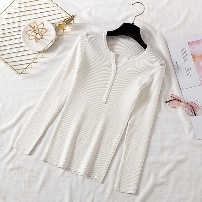 Tapered Fit V-Neck Women's Sweater
