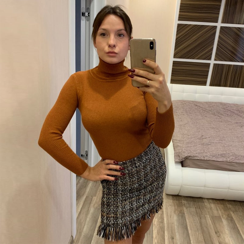 Womens Sweaters 2020 Winter Tops Turtleneck Sweater Women Thin Pullover Jumper Knitted Sweater Pull Femme Hiver Truien Dames New