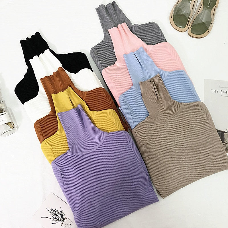 Womens Sweaters 2020 Winter Tops Turtleneck Sweater Women Thin Pullover Jumper Knitted Sweater Pull Femme Hiver Truien Dames New