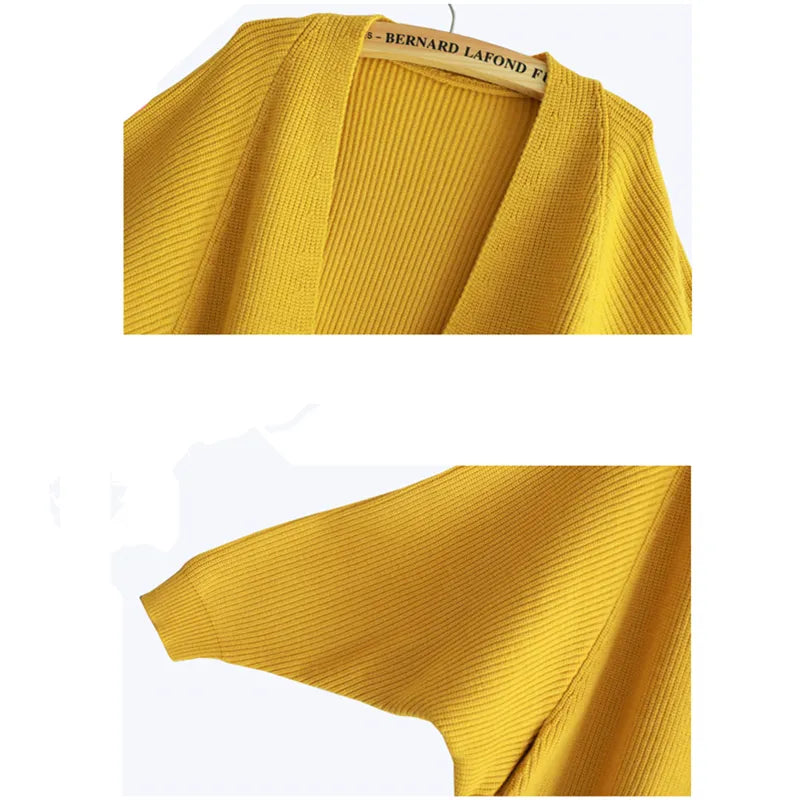 Long Cardigan Women Sweater with Batwing Sleeves