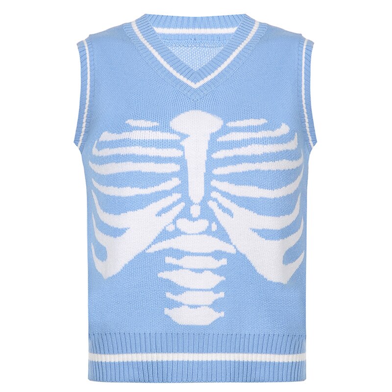 Darlingaga Harajuku Skull Print Y2K Loose Autumn Winter Sweater Women Pullovers Casual Knitwear Jumpers 2020 Korean Sweaters New