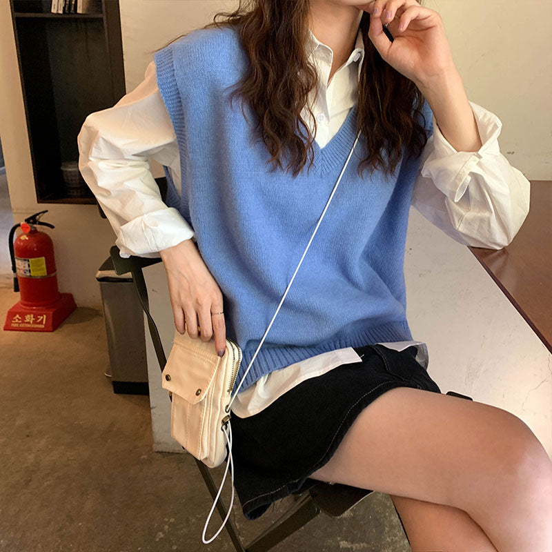 Preppy Sleeveless Vest Women's Sweater