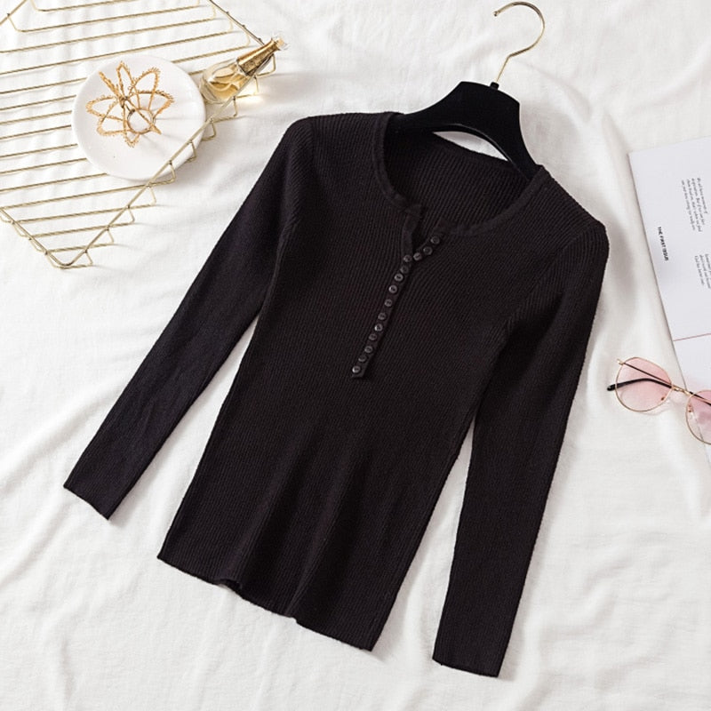 Tapered Fit V-Neck Women's Sweater