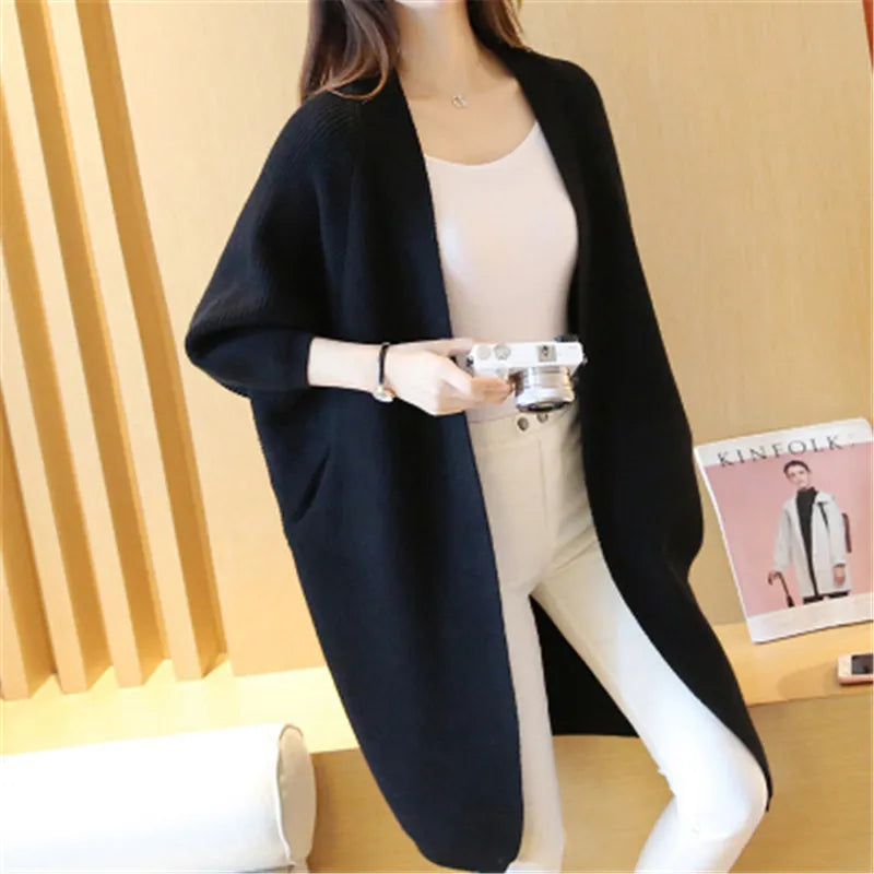 Long Cardigan Women Sweater with Batwing Sleeves