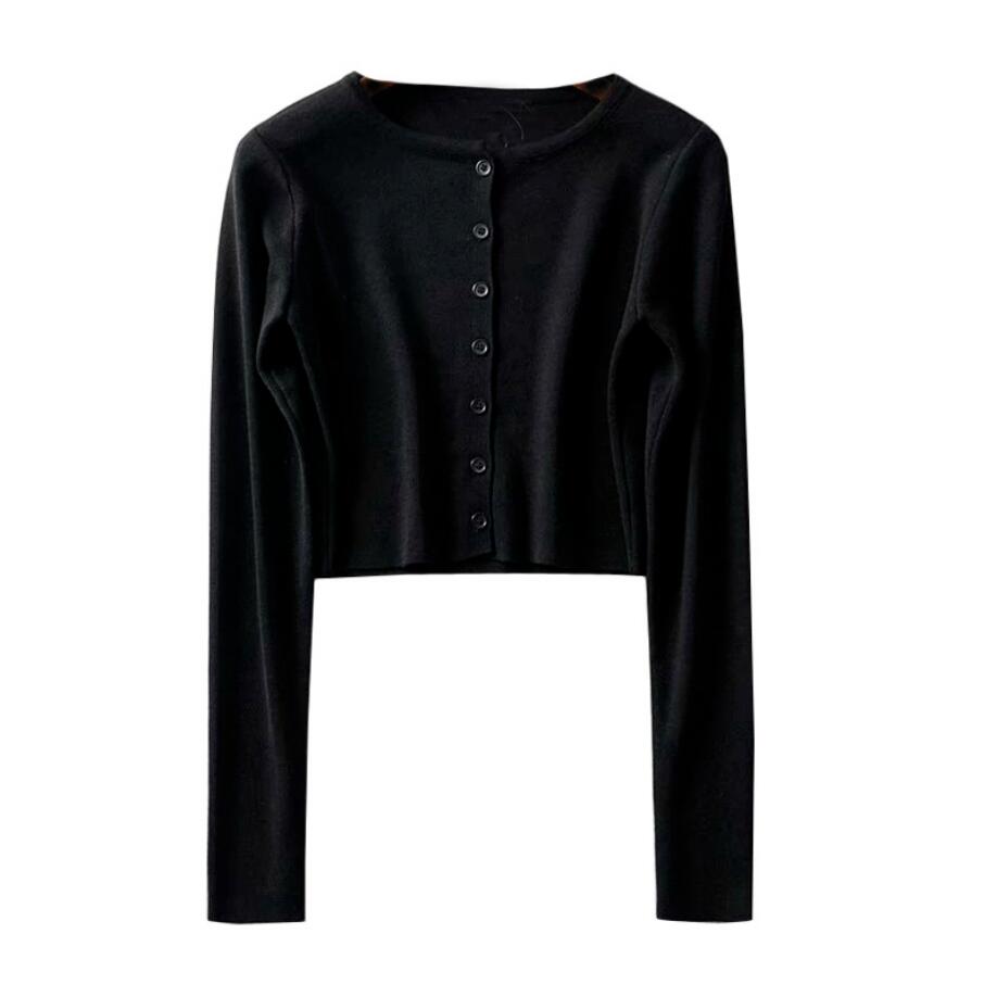 Korean Style O-neck Short Knitted Sweaters Women Thin Cardigan Fashion Sleeve Sun Protection Crop Top Ropa Mujer