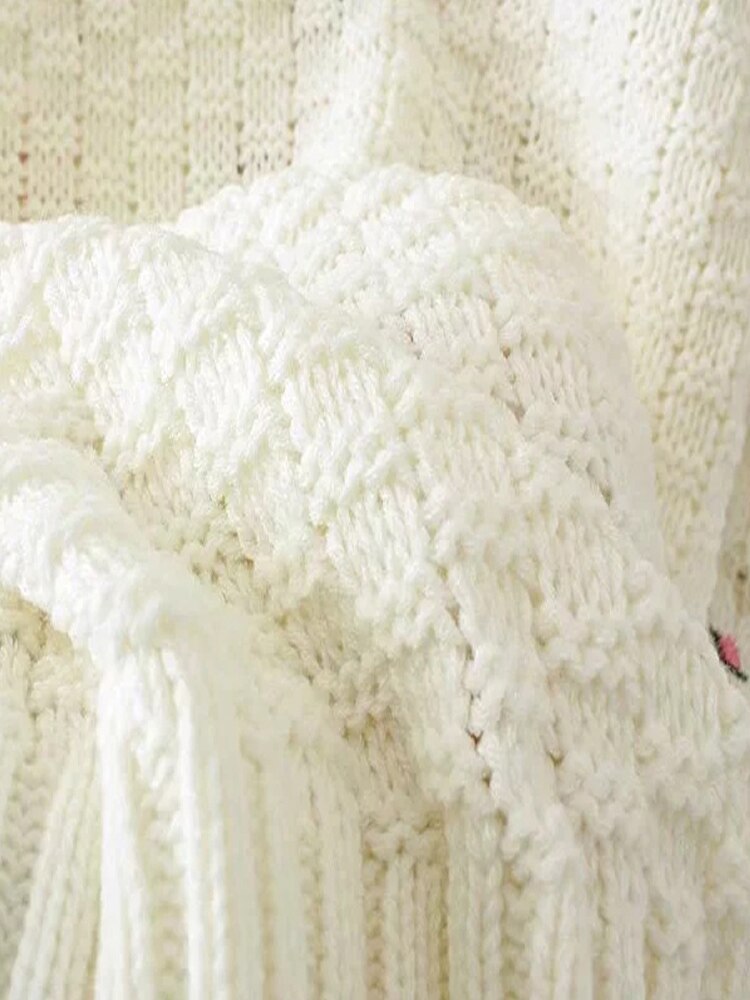 Flower Embroidered Pullover Sweater