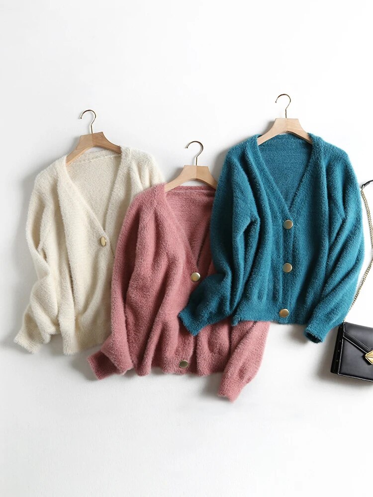 GOPLUS Cardigan Sweater For Women V Neck Sweaters Green Black Cardigans Vrouw Truien Pull Femme Sweter Dames Trui