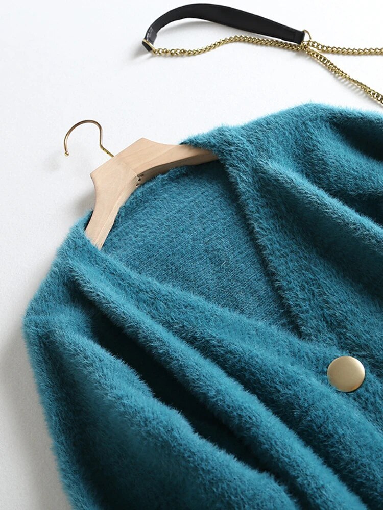 GOPLUS Cardigan Sweater For Women V Neck Sweaters Green Black Cardigans Vrouw Truien Pull Femme Sweter Dames Trui