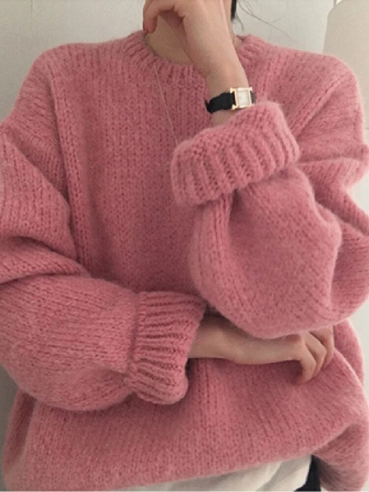 Puff Sleeve Thick Oversize Women's Sweater