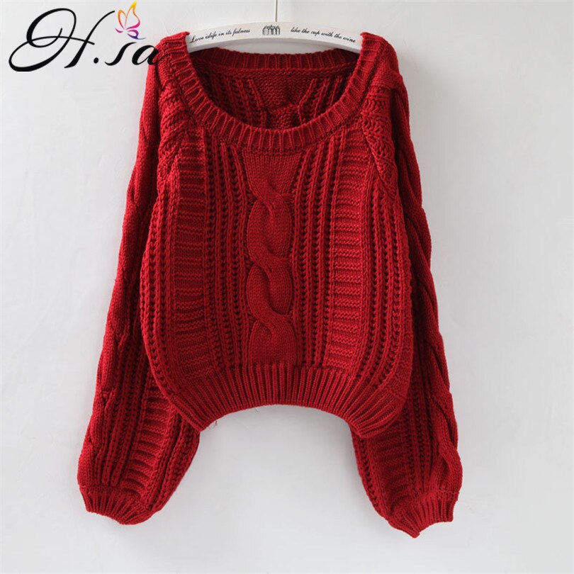 H.SA Roupas Femininas Women Pull Sweaters 2021 New Yellow Sweater Jumpers Candy Color Harajuku Chic Short Sweater Twisted Pull