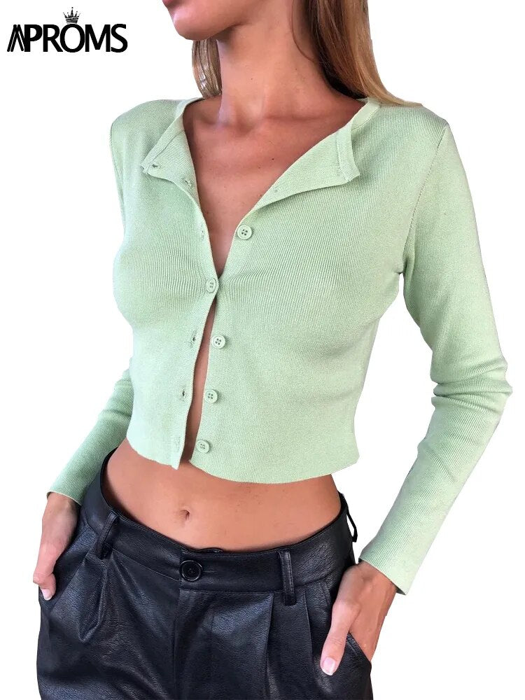 Long Sleeve Half Waist Cardigan Women's Sweater