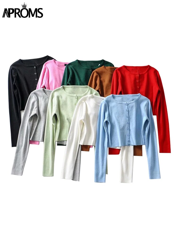 Long Sleeve Half Waist Cardigan Women's Sweater