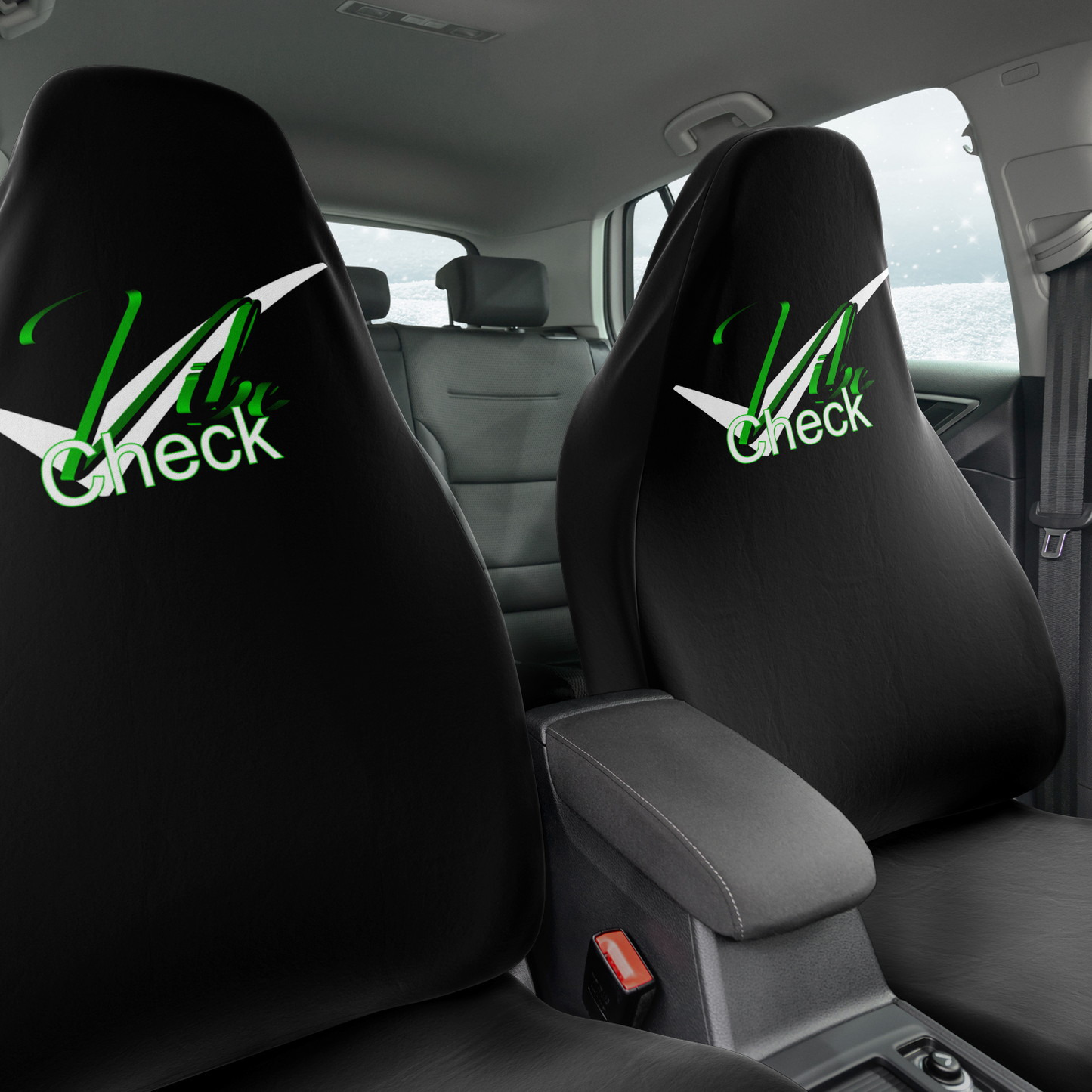 Vibe Check - Green and Black Outlined - Green - Black Background