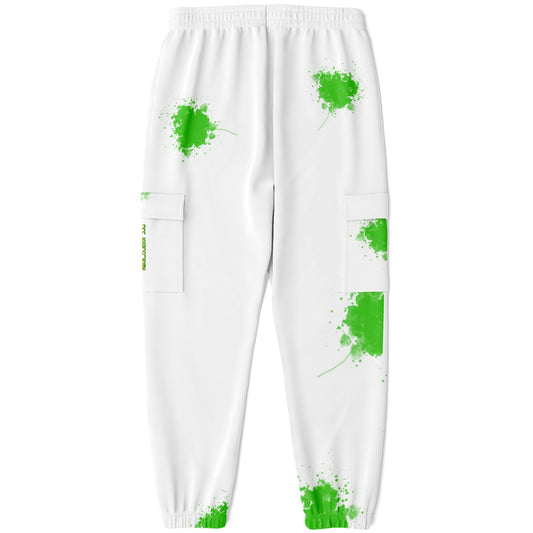 It's Personal White Sweat Pants with Greem Paint Splash- Green and Yellow Text