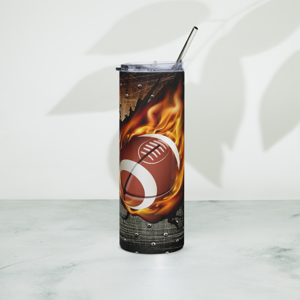 Stainless Steel Tumbler - FOOTBALL ON FIRE