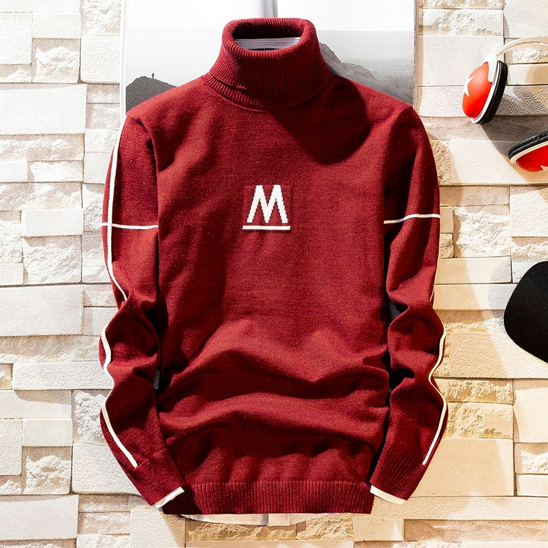 NEW Autumn New Men's Turtleneck Sweaters Pullover Male Solid Color Slim Fit Turtleneck Sweater Tops Knitted Pullovers M-3XL