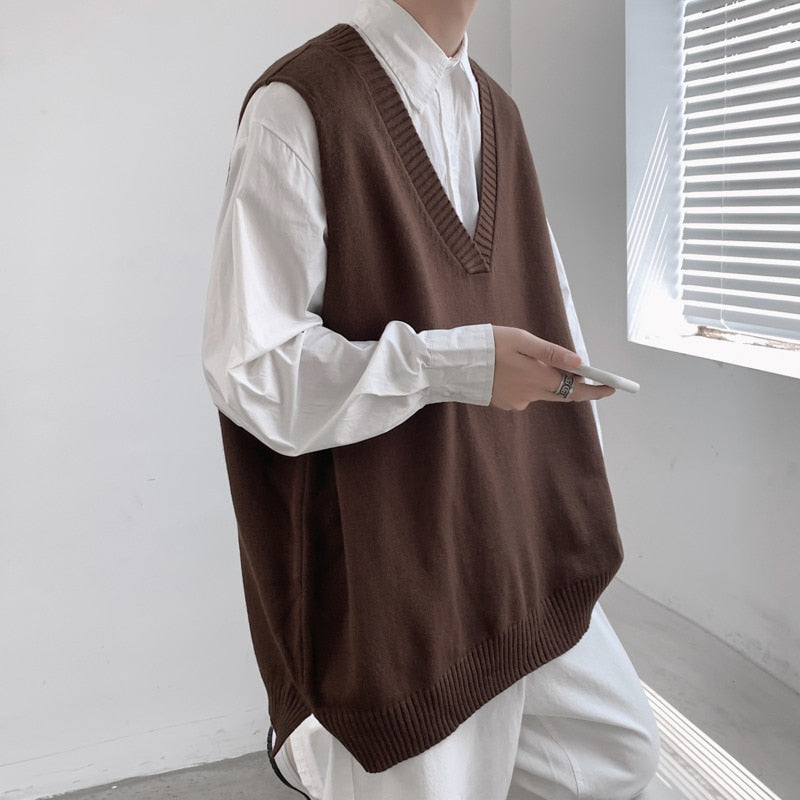 Men's Autumn Sweater Vest - Fashion Retro Casual Knitted Pullover