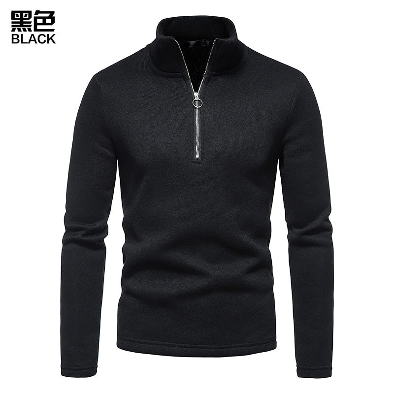 Men's Stand-up Collar Top Zipper Long-Sleeved Sweater