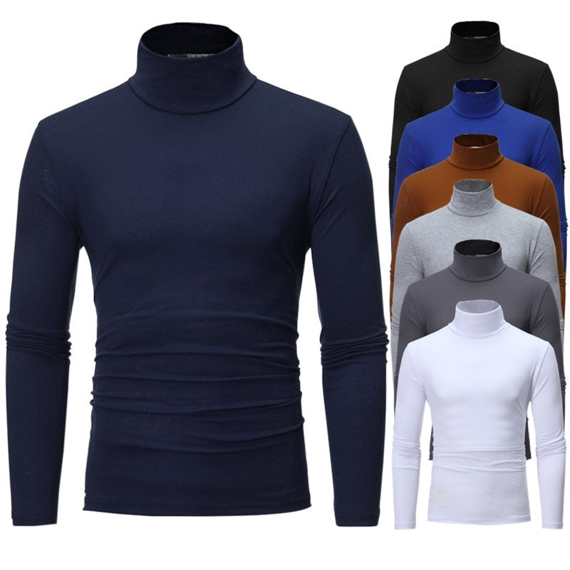 Men's Slim Elastic Thin Pullover Turtleneck Sweater