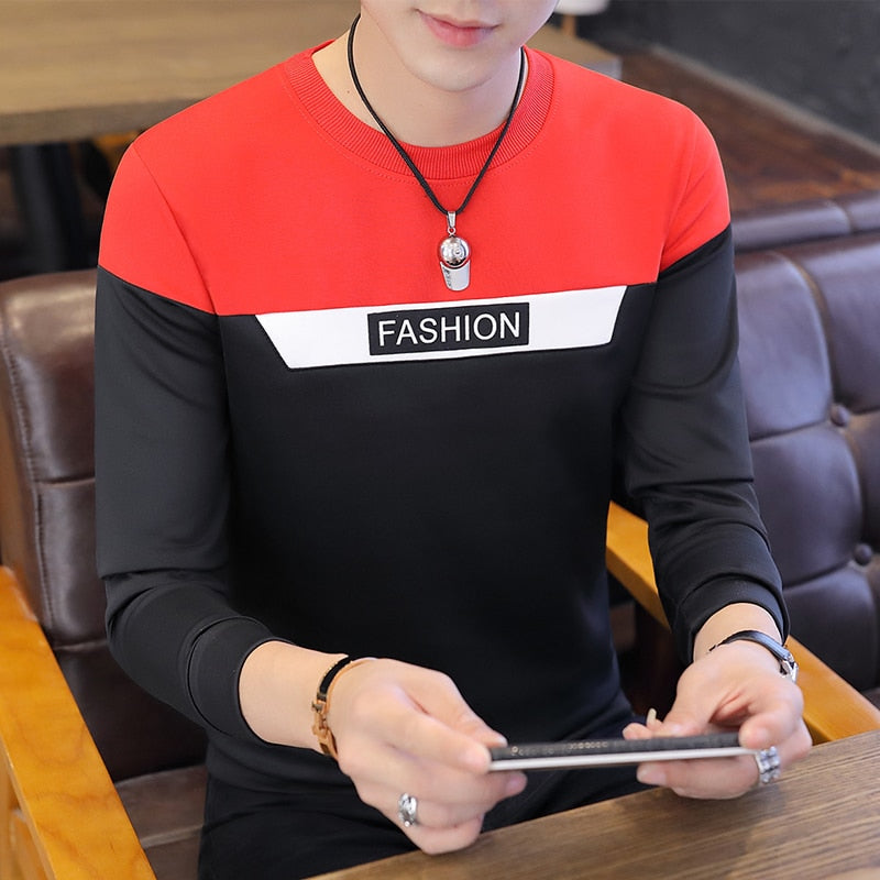Sweaters male spring and autumn new men's long sleeves round collar bottom shirt Korean version slim T shirt students on clothin
