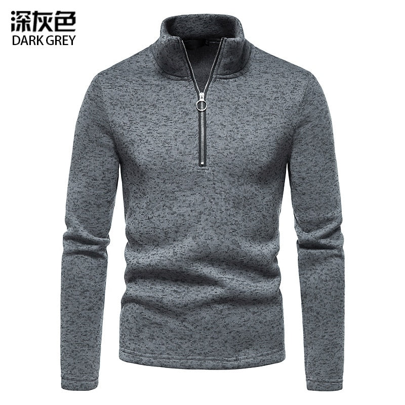 Men's Stand-up Collar Top Zipper Long-Sleeved Sweater