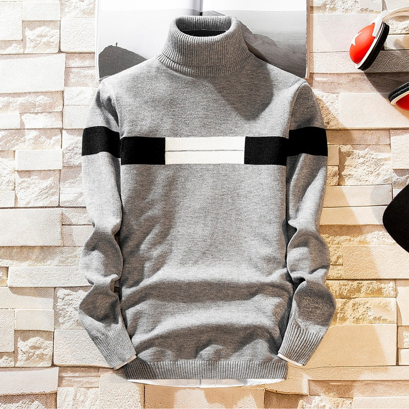 NEW Autumn New Men's Turtleneck Sweaters Pullover Male Solid Color Slim Fit Turtleneck Sweater Tops Knitted Pullovers M-3XL