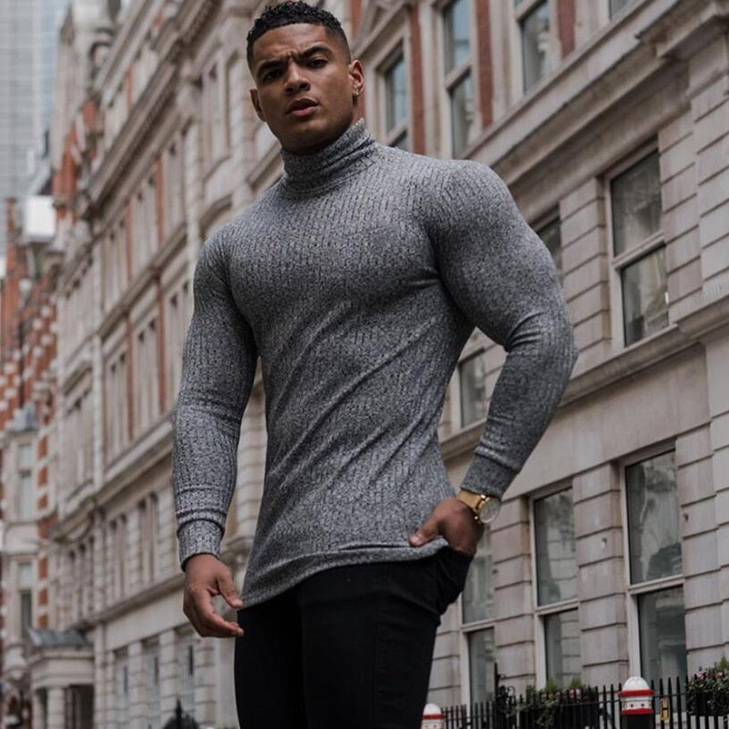 Men's Casual Pullover Roll Neck Turtleneck