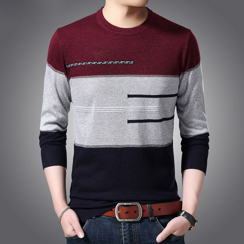 Men's Knitted Striped/Solid Sweater
