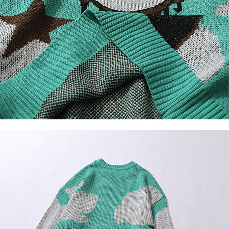 Men's Oversized Vintage Cartoon Anime Knitted Sweater