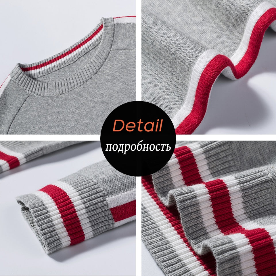 Luulla Men 2022 Autumn Casual Knitted 100% Cotton Striped Sweaters Pullover Men Winter New Fashion Classic O-Neck Sweaters Men