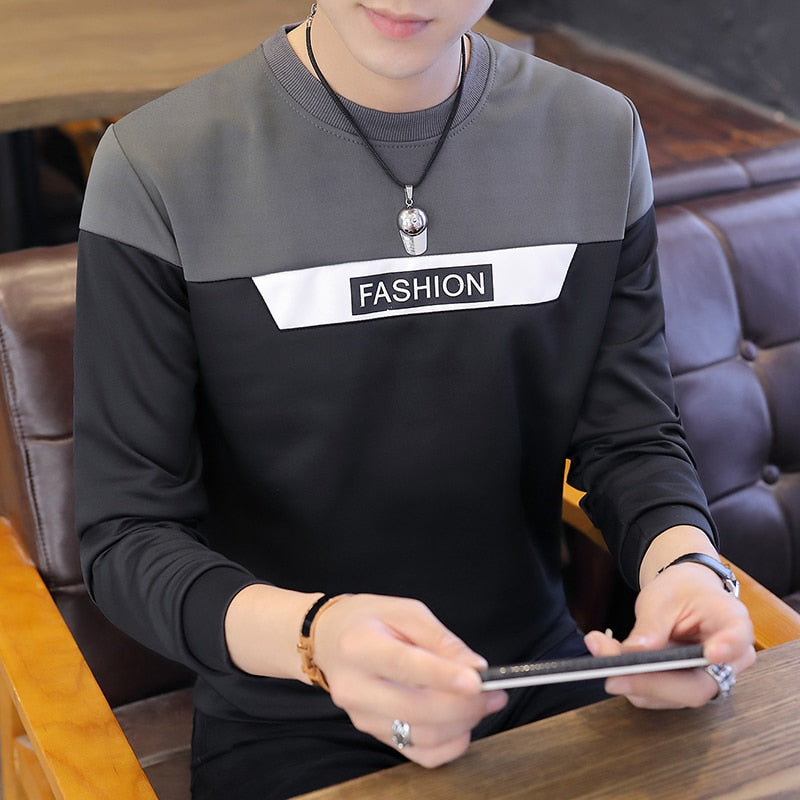Sweaters male spring and autumn new men's long sleeves round collar bottom shirt Korean version slim T shirt students on clothin