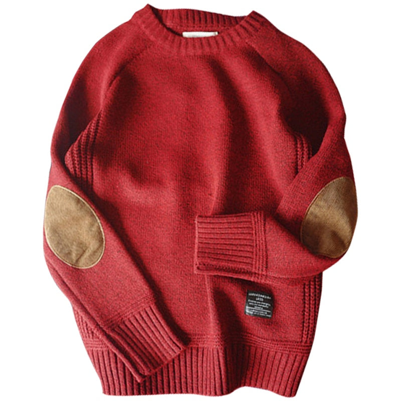 Men's Patched Elbow Casual Loose Thick Sweater