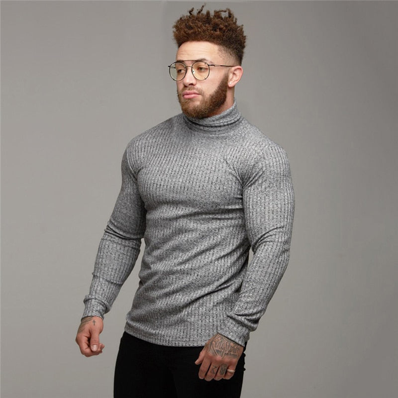 Men's Casual Pullover Roll Neck Turtleneck