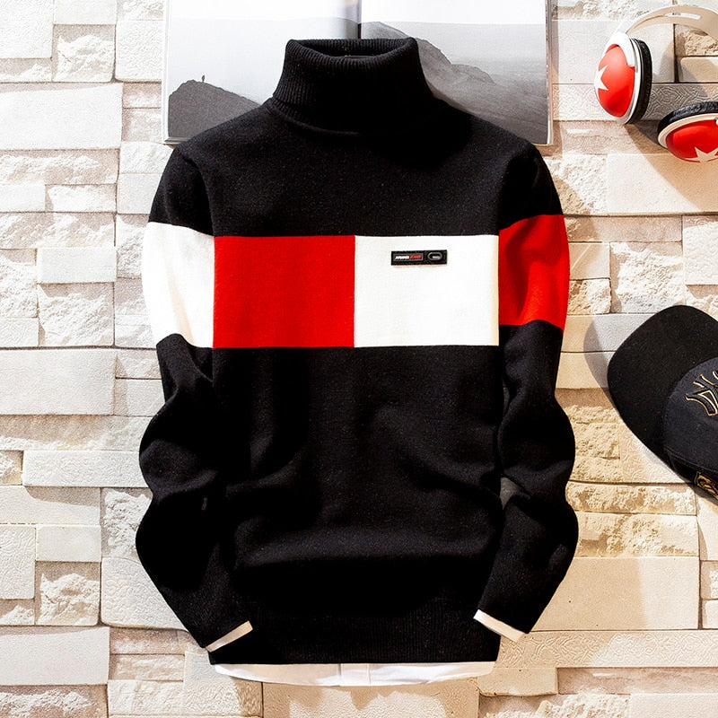 NEW Autumn New Men's Turtleneck Sweaters Pullover Male Solid Color Slim Fit Turtleneck Sweater Tops Knitted Pullovers M-3XL