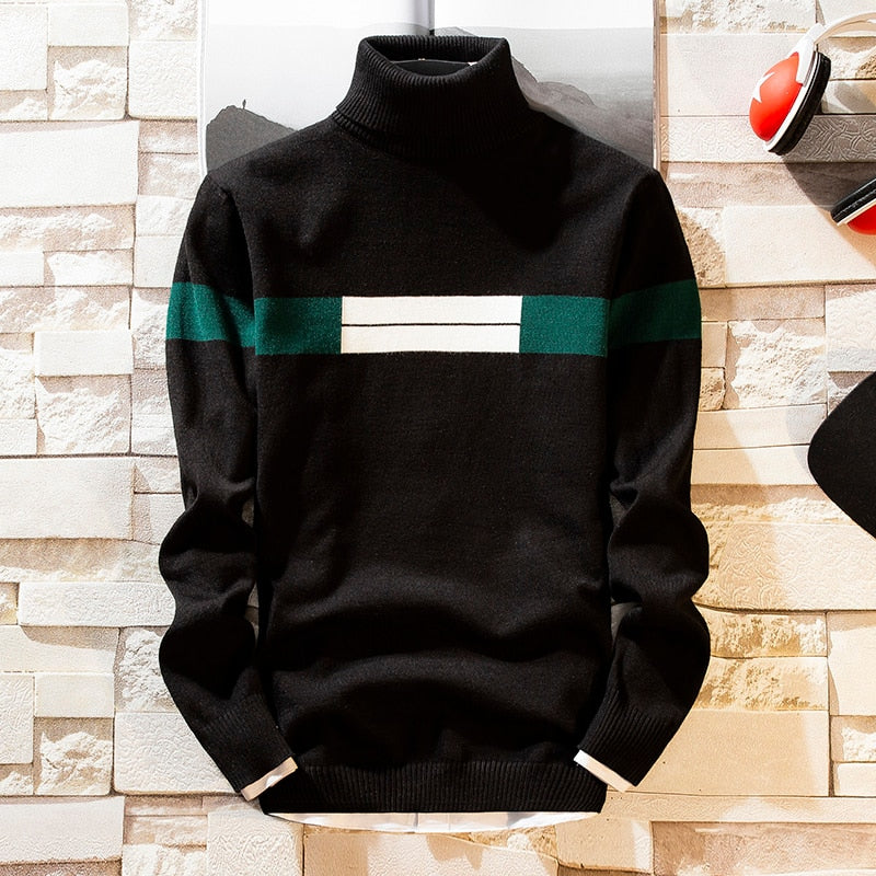 NEW Autumn New Men's Turtleneck Sweaters Pullover Male Solid Color Slim Fit Turtleneck Sweater Tops Knitted Pullovers M-3XL