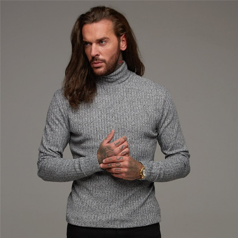 Men's Casual Pullover Roll Neck Turtleneck