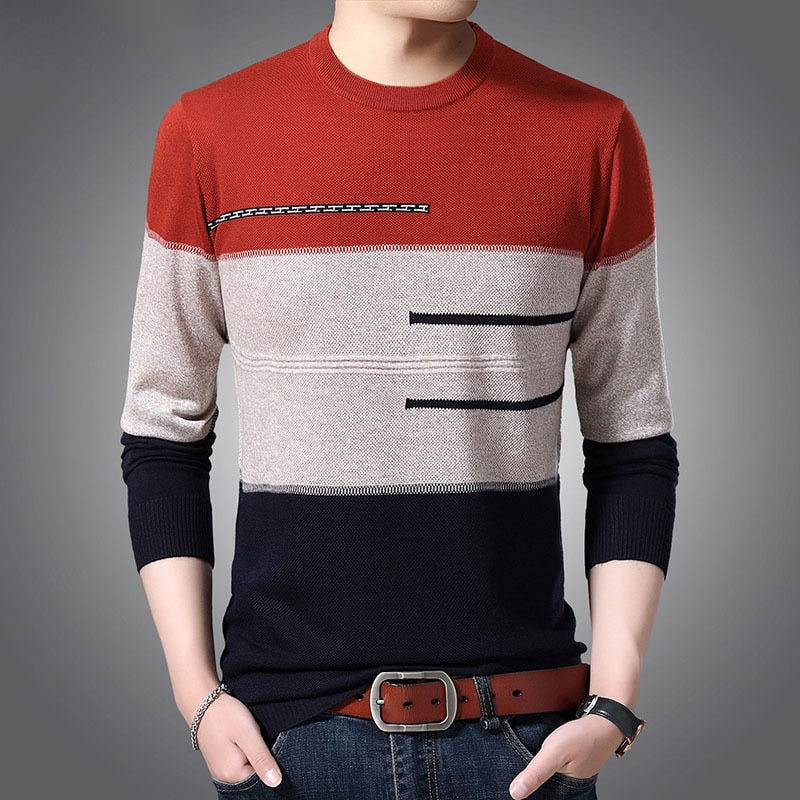 Men's Knitted Striped/Solid Sweater