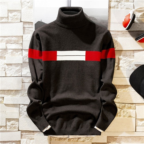NEW Autumn New Men's Turtleneck Sweaters Pullover Male Solid Color Slim Fit Turtleneck Sweater Tops Knitted Pullovers M-3XL