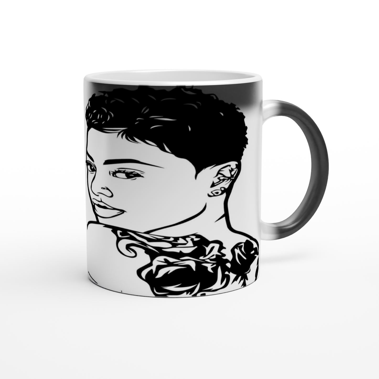 Magic 11oz Black Ceramic Mug - Image Reveal- Image can be positioned left, right or centered - When a hot beverage is added, the mug reveals your beautiful artwork!