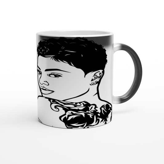 Magic 11oz Black Ceramic Mug - Image Reveal- Image can be positioned left, right or centered - When a hot beverage is added, the mug reveals your beautiful artwork!