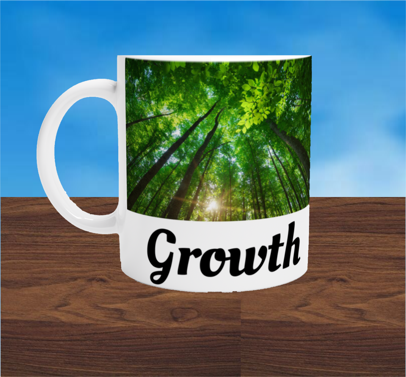White 11oz Ceramic Mug - Image on the top and text on the bottom - Image and/or text can be positioned left, right or centered