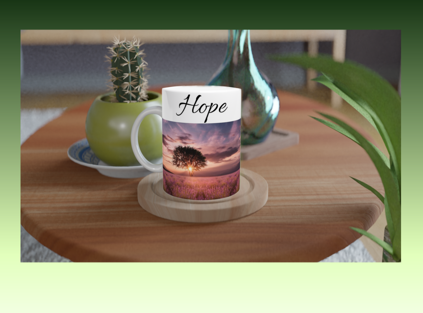 White 11oz Ceramic Mug - Text on the top and image on the bottom - Image and/or text can be positioned left, right or centered