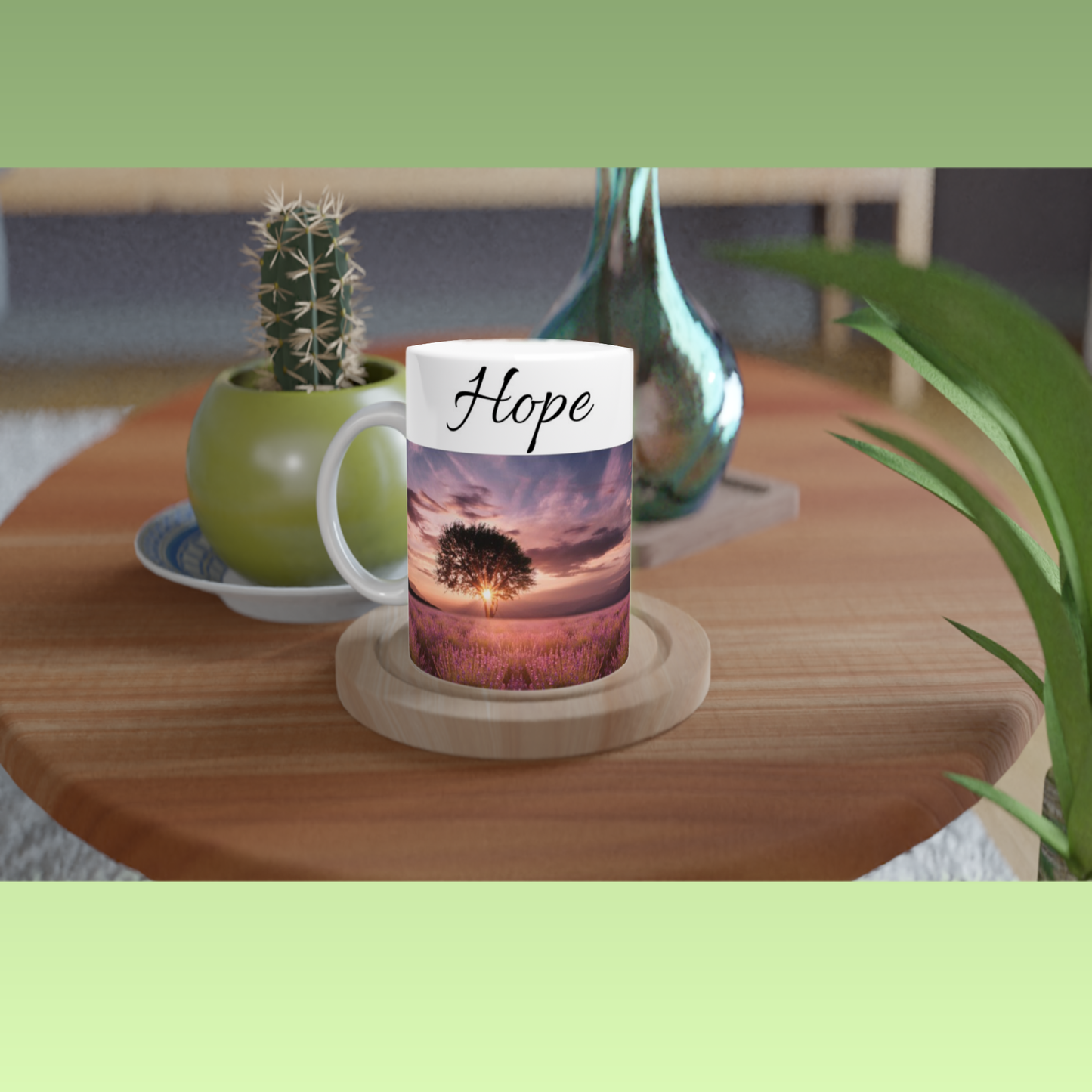 White 11oz Ceramic Mug - Text on the top and image on the bottom - Image and/or text can be positioned left, right or centered