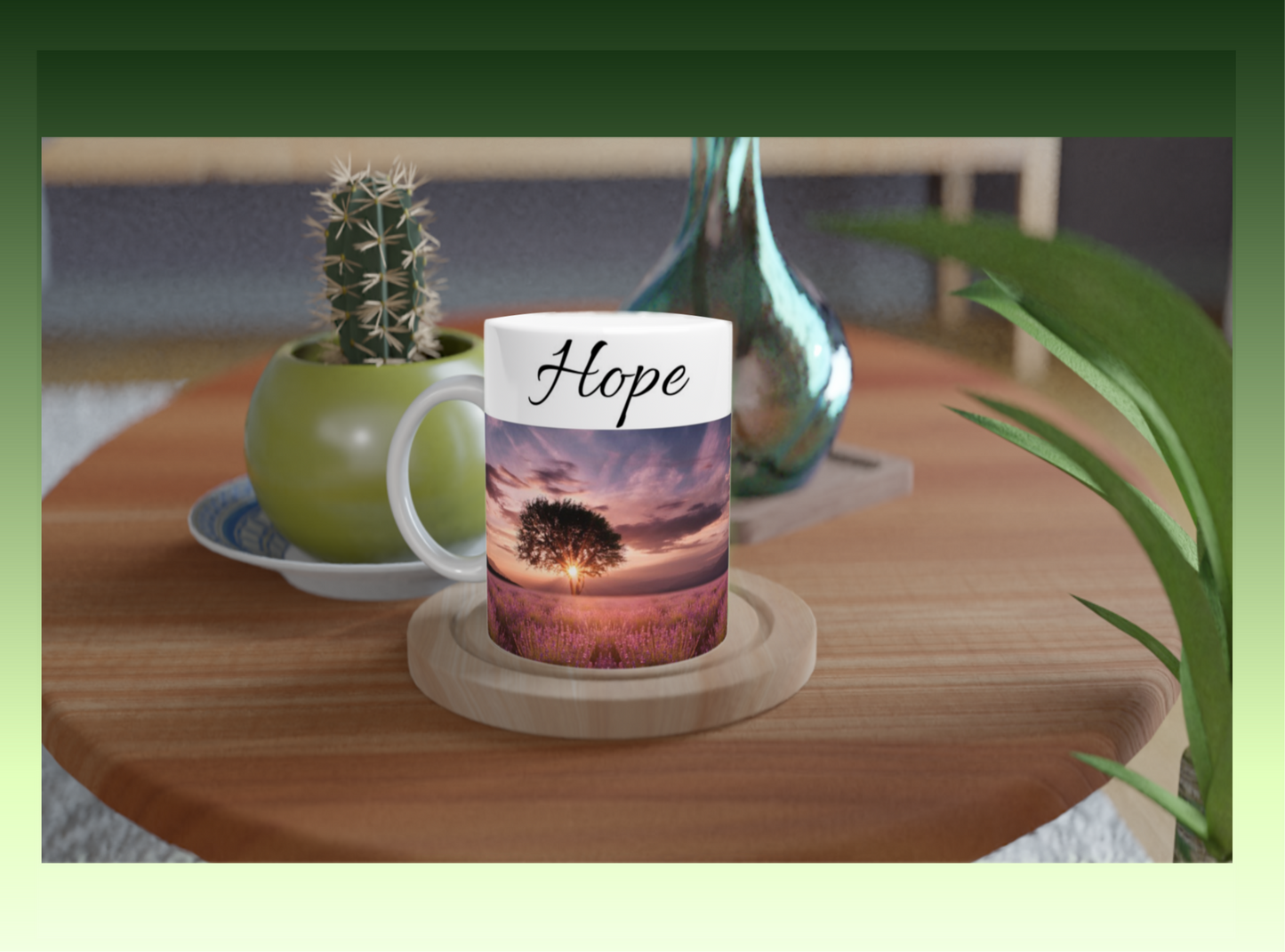 White 11oz Ceramic Mug - Text on the top and image on the bottom - Image and/or text can be positioned left, right or centered