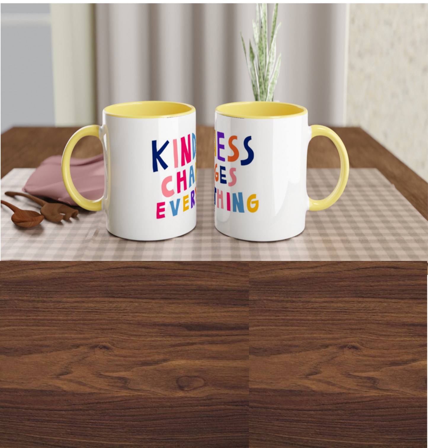 White 11oz Ceramic Mug with Colored Insides and Handle - Image Only - Image can be positioned left, right or centered